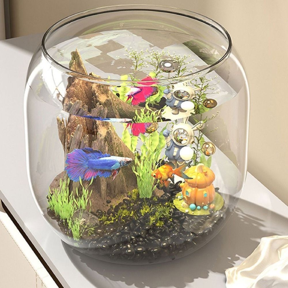 Live Fish Aquarium - Transparent Round Fish Tank Anti-broken Plastic