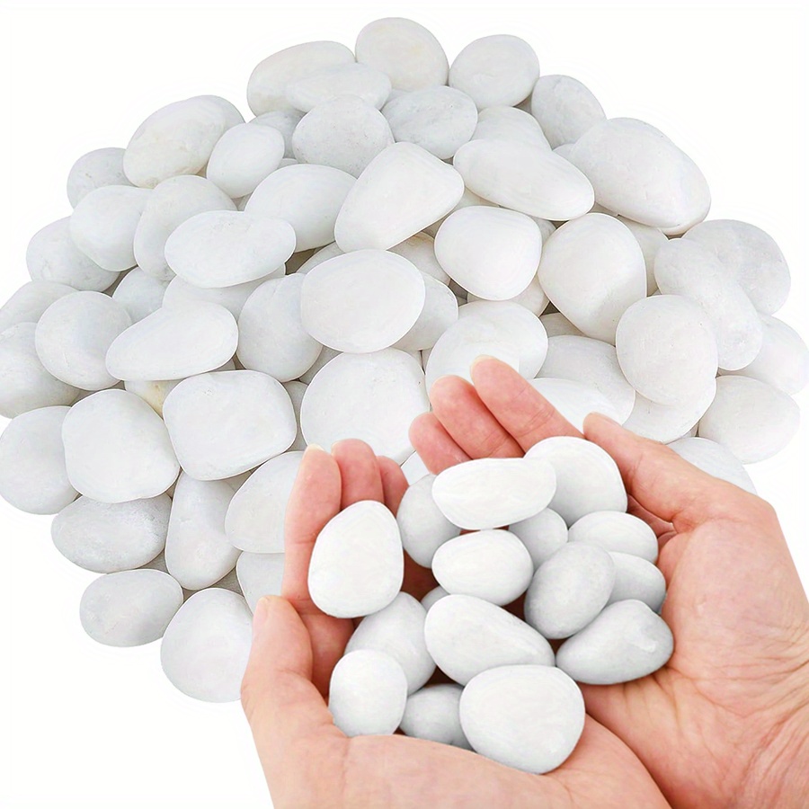 Aquarium Fish Items - 200/400g White High Polished Natural Pebbles